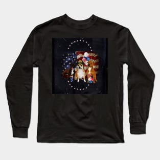 The  4th of July with dogs and flag Long Sleeve T-Shirt